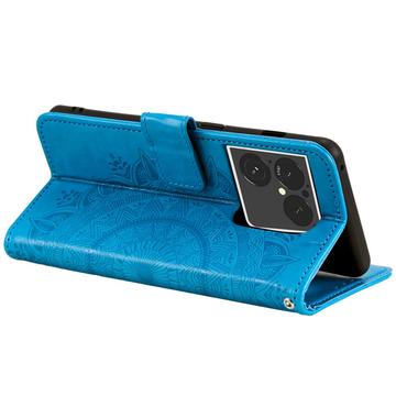Sony Xperia 1 VIII Mandala Etui med Pung med håndledsrem - Blå