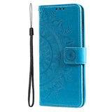 Sony Xperia 1 VIII Mandala Etui med Pung med håndledsrem - Blå