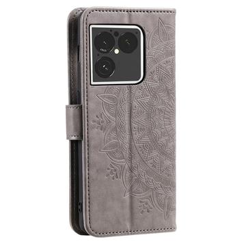 Sony Xperia 1 VIII Mandala Etui med Pung med håndledsrem - Grå