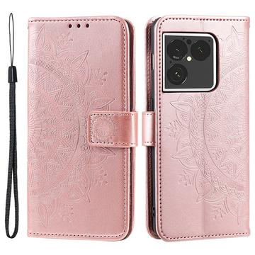 Sony Xperia 1 VIII Mandala Etui med Pung med håndledsrem - lyserød