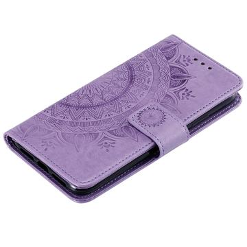 Sony Xperia 1 VIII Mandala Etui med Pung med håndledsrem - Lilla