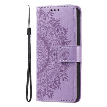 Sony Xperia 1 VIII Mandala Etui med Pung med håndledsrem - Lilla