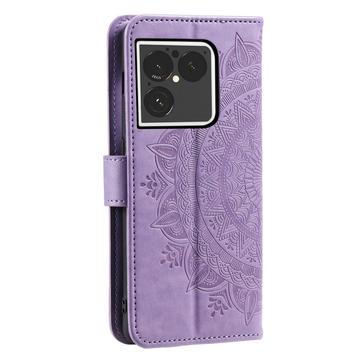 Sony Xperia 1 VIII Mandala Etui med Pung med håndledsrem - Lilla