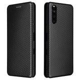 Sony Xperia 10 III, Xperia 10 III Lite Flip Cover - Karbonfiber - Sort