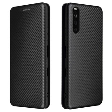 Sony Xperia 10 III, Xperia 10 III Lite Flip Cover - Karbonfiber - Sort