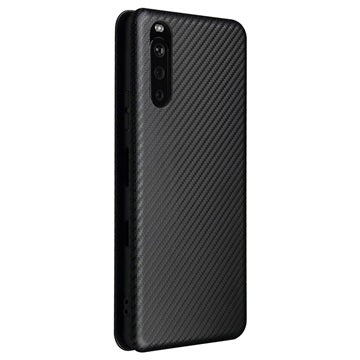 Sony Xperia 10 III, Xperia 10 III Lite Flip Cover - Karbonfiber - Sort