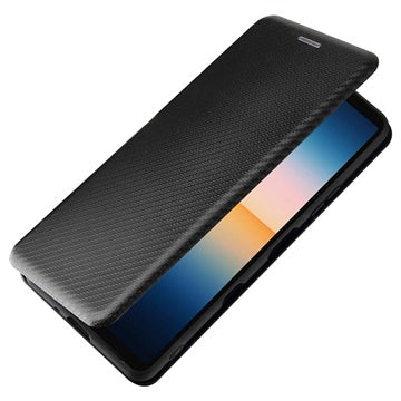 Sony Xperia 10 III, Xperia 10 III Lite Flip Cover - Karbonfiber - Sort