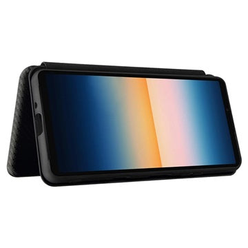 Sony Xperia 10 III, Xperia 10 III Lite Flip Cover - Karbonfiber - Sort