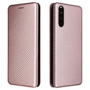 Sony Xperia 10 III, Xperia 10 III Lite Flip Cover - Karbonfiber - Rødguld