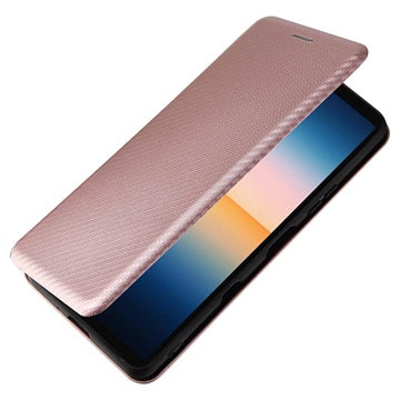 Sony Xperia 10 III, Xperia 10 III Lite Flip Cover - Karbonfiber - Rødguld