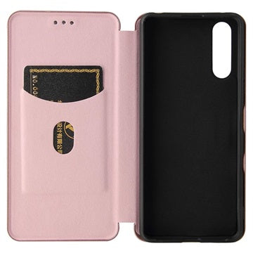 Sony Xperia 10 III, Xperia 10 III Lite Flip Cover - Karbonfiber - Rødguld