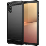 Sony Xperia 10 VI Børstet TPU Cover - Karbonfiber - Sort