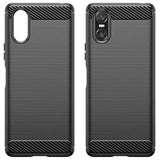 Sony Xperia 10 VI Børstet TPU Cover - Karbonfiber - Sort