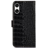 Sony Xperia 10 VI Crocodile Series Læderpung med RFID - Sort
