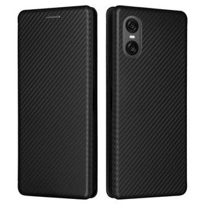 Sony Xperia 10 VI Flip Cover - Karbonfiber - Sort