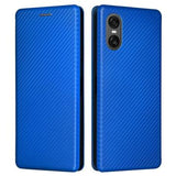 Sony Xperia 10 VI Flip Cover - Karbonfiber - Blå