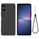 Sony Xperia 10 VI Liquid Silikone Cover med Strop - Sort