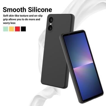 Sony Xperia 10 VI Liquid Silikone Cover med Strop - Sort