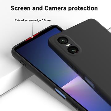 Sony Xperia 10 VI Liquid Silikone Cover med Strop - Sort