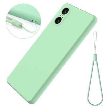 Sony Xperia 10 VI Liquid Silikone Cover med Strop - Grøn