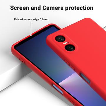 Sony Xperia 10 VI Liquid Silikone Cover med Strop - Rød