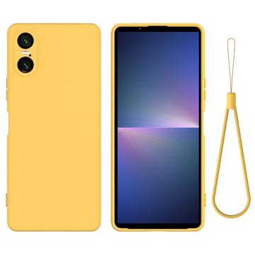 Sony Xperia 10 VI Liquid Silikone Cover med Strop - Gul
