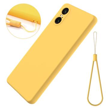 Sony Xperia 10 VI Liquid Silikone Cover med Strop - Gul