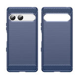Sony Xperia 10 VII Børstet TPU Cover - Karbonfiber - blå