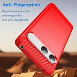 Sony Xperia 10 VII Børstet TPU Cover - Karbonfiber - rød