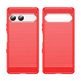 Sony Xperia 10 VII Børstet TPU Cover - Karbonfiber - rød
