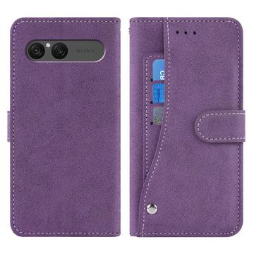 Sony Xperia 10 VII Elegant retro-pungetui med roterende kortholder - Lilla