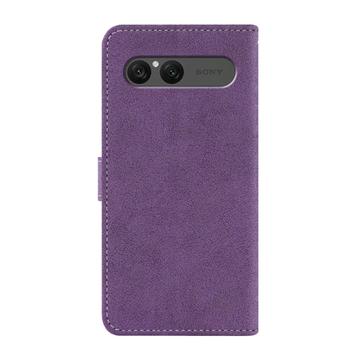 Sony Xperia 10 VII Elegant retro-pungetui med roterende kortholder - Lilla