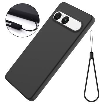 Sony Xperia 10 VII Flydende silikone cover med håndrem - sort