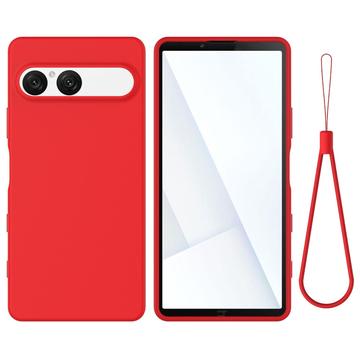 Sony Xperia 10 VII Flydende silikone cover med håndrem - rød