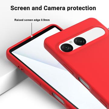 Sony Xperia 10 VII Flydende silikone cover med håndrem - rød