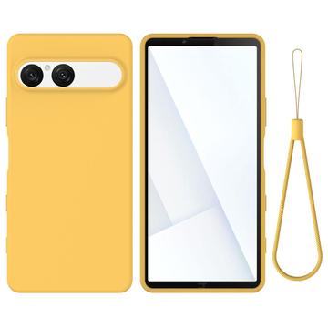 Sony Xperia 10 VII Flydende silikone cover med håndrem - gul