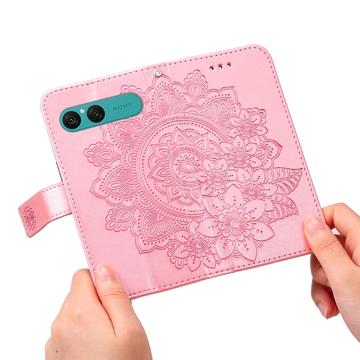 Sony Xperia 10 VII Mandala Series Etui med Pung - Pink