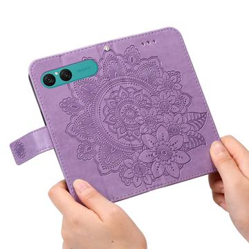 Sony Xperia 10 VII Mandala Series Etui med Pung - Lilla