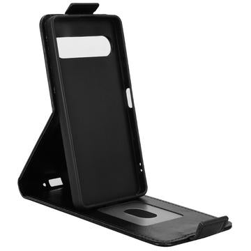 Sony Xperia 10 VII lodret flip-etui med stativ - sort