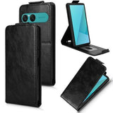 Sony Xperia 10 VII lodret flip-etui med stativ - sort