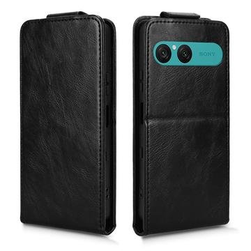 Sony Xperia 10 VII lodret flip-etui med stativ - sort