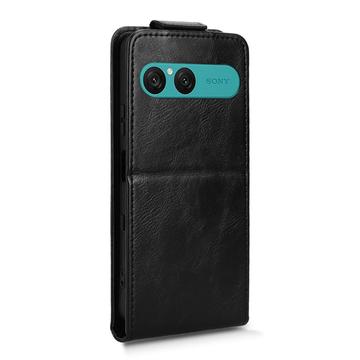 Sony Xperia 10 VII lodret flip-etui med stativ - sort