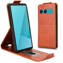 Sony Xperia 10 VII lodret flip-etui med stativ - Brun
