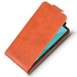 Sony Xperia 10 VII lodret flip-etui med stativ - Brun