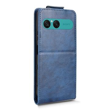 Sony Xperia 10 VII lodret flip-etui med stativ - mørkeblå
