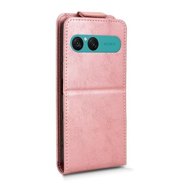 Sony Xperia 10 VII lodret flip-etui med stativ - rosaguld