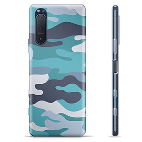 Sony Xperia 5 II TPU Cover - Blå Camouflage