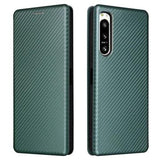 Sony Xperia 5 IV Flip Cover - Karbonfiber - Grøn