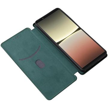 Sony Xperia 5 IV Flip Cover - Karbonfiber - Grøn