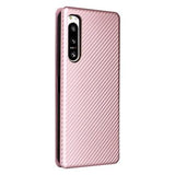 Sony Xperia 5 IV Flip Cover - Karbonfiber - Rødguld